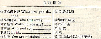 A page  from a English Chinese Phrase Book